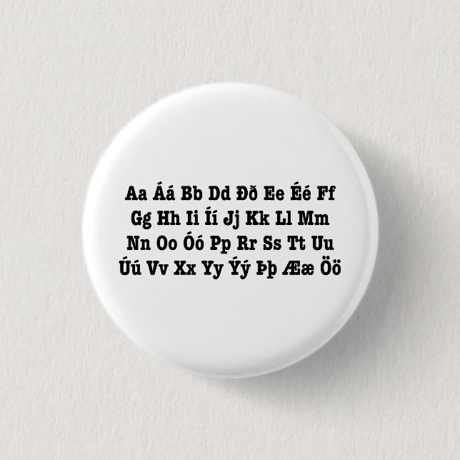 Macaron Rond 2,50 Cm Alphabet islandais [Íslenska Stafrófið] (Devant)