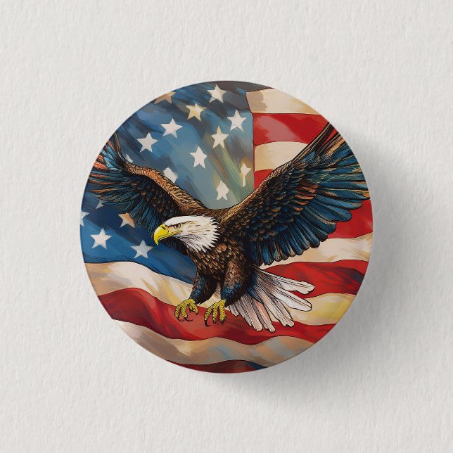 Macaron Rond 2,50 Cm American Flag with Bald Eagle (Devant)