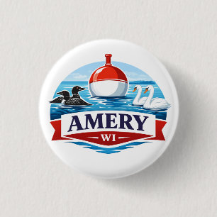 Macaron Rond 2,50 Cm Amery Wisconsin Lake Life Souvenir - Bouton