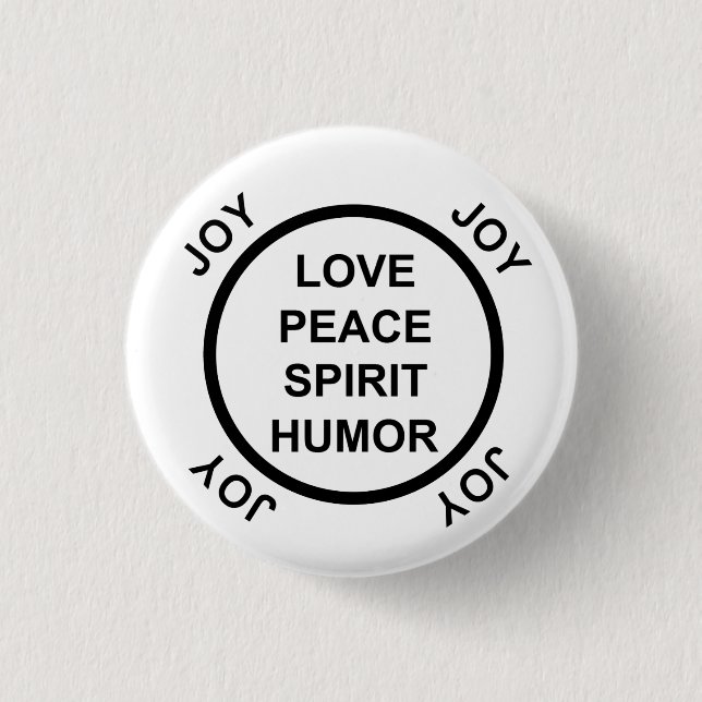 Macaron Rond 2,50 Cm Amour, paix, esprit, humour, joie - bouton de (Devant)