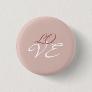 Macaron Rond 2,50 Cm Amour Rose Couleur Or Calligraphie Script