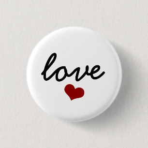 Macaron Rond 2,50 Cm amour typographie coeur rouge valentine