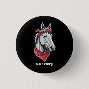 Macaron Rond 2,50 Cm Amoureux du cheval drôle Bandana Rouge Filles Femm