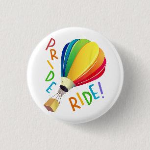 Macaron Rond 2,50 Cm Amusant Gay pride Hot Air Balloon Rainbow Ride Gay
