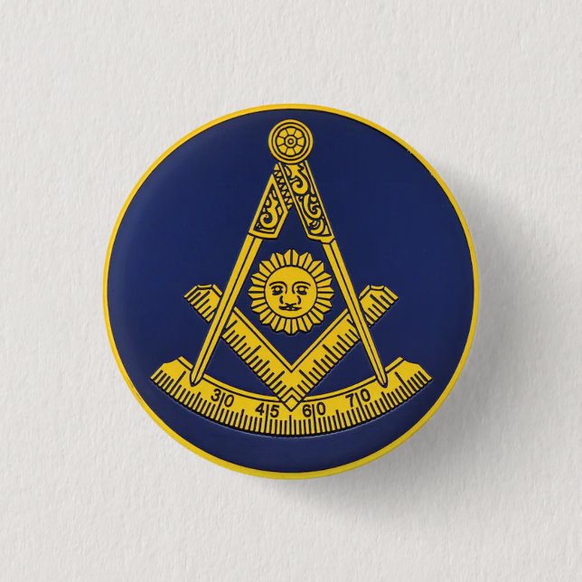 Macaron Rond 2,50 Cm Ancien Maître Freemason Carré et Compass Masonic (Devant)