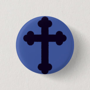 Macaron Rond 2,50 Cm Ancienne croix chrétienne violette