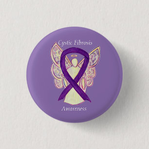 Macaron Rond 2,50 Cm Ange de sensibilisation à la fibrose kystique Ruba
