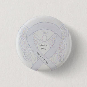 Macaron Rond 2,50 Cm Ange de sensibilisation à la guerre Épine à ruban