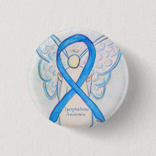 Macaron Rond 2,50 Cm Ange de sensibilisation au lymphoedème Ruban Art P
