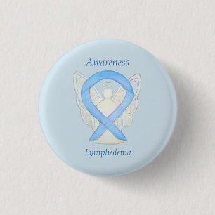 Macaron Rond 2,50 Cm Ange de sensibilisation au lymphoedème Ruban Art P