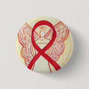 Macaron Rond 2,50 Cm Ange ruban de sensibilisation au VIH Épingle d'art