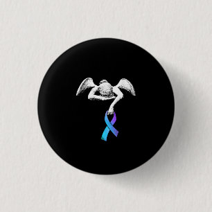Macaron Rond 2,50 Cm Angel détient Turquoise Ribbon Prévention du sui