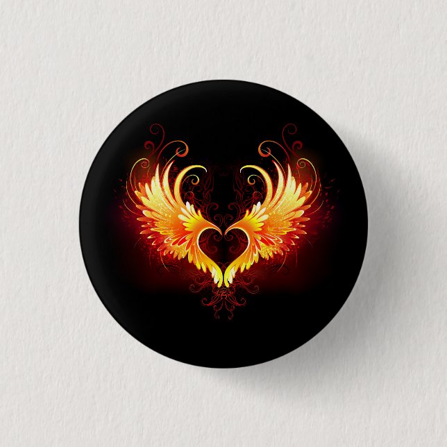 Macaron Rond 2,50 Cm Angel Fire Heart with Wings (Devant)