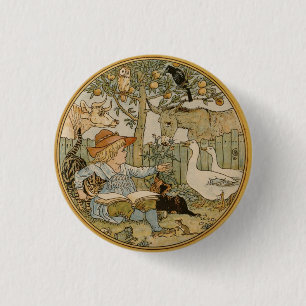 Macaron Rond 2,50 Cm Animaux de la forêt de conte de fées vintage lisan