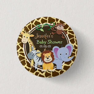 Macaron Rond 2,50 Cm Animaux de la jungle sur Poster de animal Brown Gi