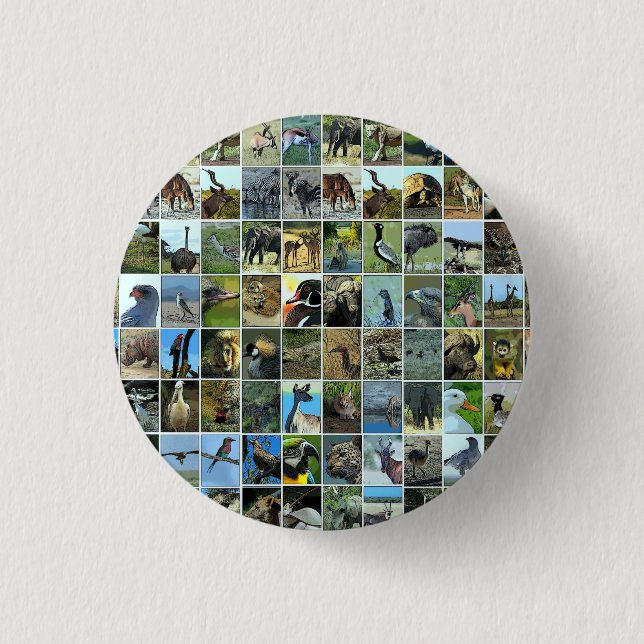 Macaron Rond 2,50 Cm Animaux du monde (Devant)
