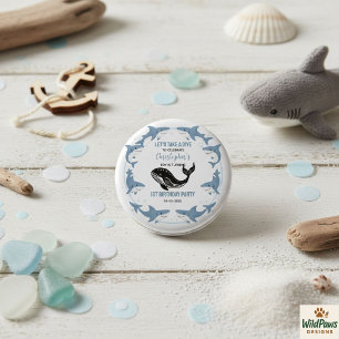 Macaron Rond 2,50 Cm Animaux Marins Requin 1er Anniversaire   Sous l'Oc