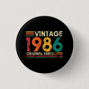 Macaron Rond 2,50 Cm Anniversaire 1986 Pièces d'Origine 40 Ans