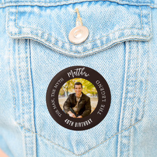 Macaron Rond 2,50 Cm Anniversaire brune photo homme mythe légende