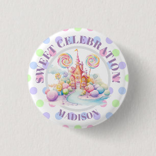 Macaron Rond 2,50 Cm Anniversaire Candyland Aquarelle Pastel Fantaisist