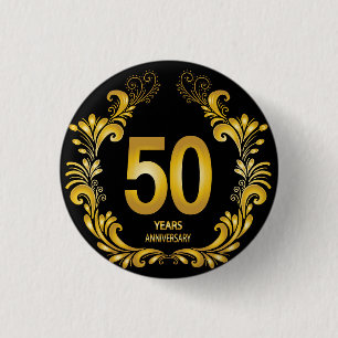 Macaron Rond 2,50 Cm Anniversaire de la Parties scintillant d'or de 50 
