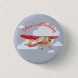 Macaron Rond 2,50 Cm Anniversaire de l'avion vintage
