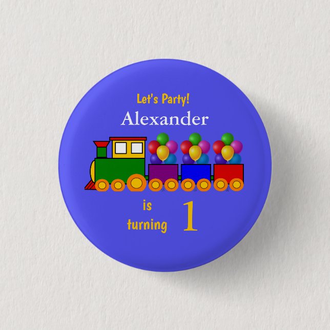 Macaron Rond 2,50 Cm Anniversaire du garçon de thème de train le (Devant)