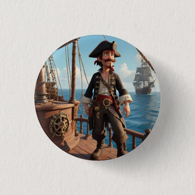 Macaron Rond 2,50 Cm Anniversaire du Pirate (Devant)