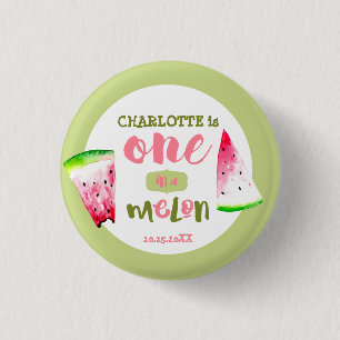 Macaron Rond 2,50 Cm Anniversaire fille un dans l'aquarelle rose melon 