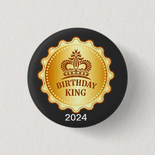 Macaron Rond 2,50 Cm Anniversaire King 2024 Gold Crown Token Anniversai