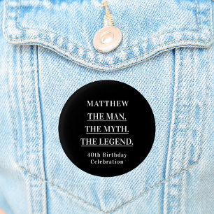 Macaron Rond 2,50 Cm Anniversaire noir blanc photo homme mythe légende