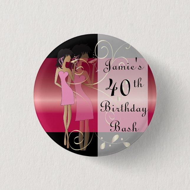 Macaron Rond 2,50 Cm Anniversaire ou bachelorette Diva Fun Girl (Devant)