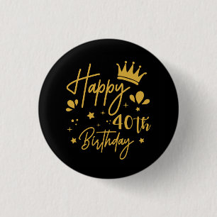 Macaron Rond 2,50 Cm Anniversaire Queen Gold Parties scintillant Joyeux