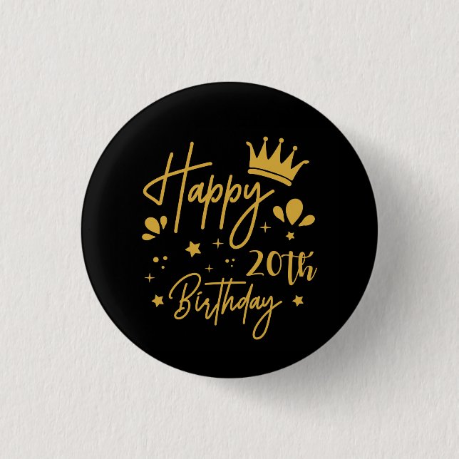 Macaron Rond 2,50 Cm Anniversaire Queen Gold Parties scintillant Joyeux (Devant)