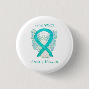 Macaron Rond 2,50 Cm Anxiété Trouble Sensibilisation Angle Turquoise Ru