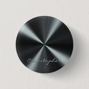 Macaron Rond 2,50 Cm Apparence métallique radiale personnalisée - gris
