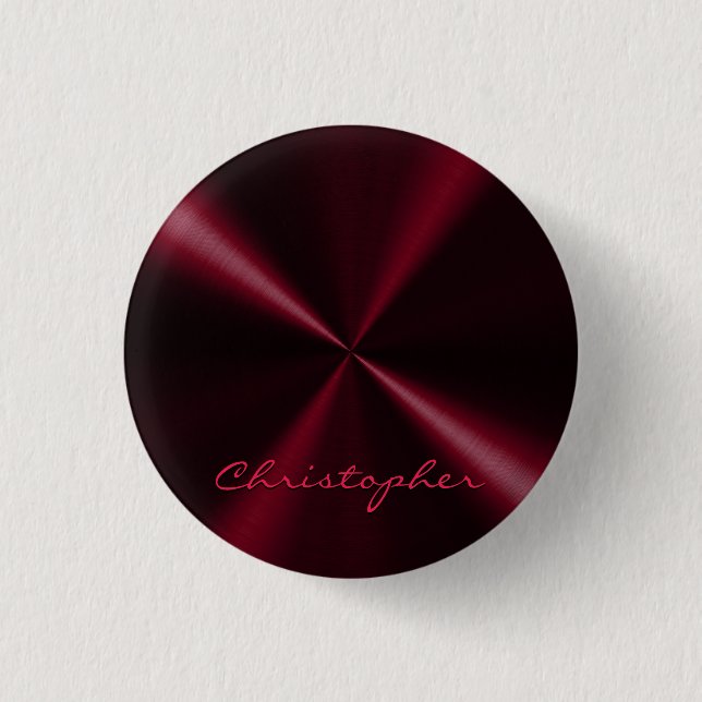 Macaron Rond 2,50 Cm Apparence métallique radiale personnalisée - Rouge (Devant)