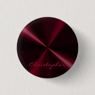 Macaron Rond 2,50 Cm Apparence métallique radiale personnalisée - Rouge