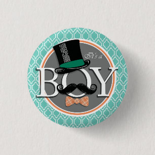 Macaron Rond 2,50 Cm Aqua Turquoise Retro Funny Boy Baby shower
