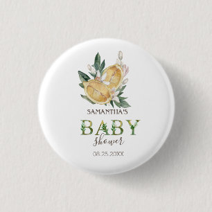 Macaron Rond 2,50 Cm Aquarelle Citrons Baby Shower Botanique