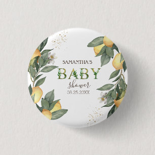 Macaron Rond 2,50 Cm Aquarelle Citrons Baby shower vert