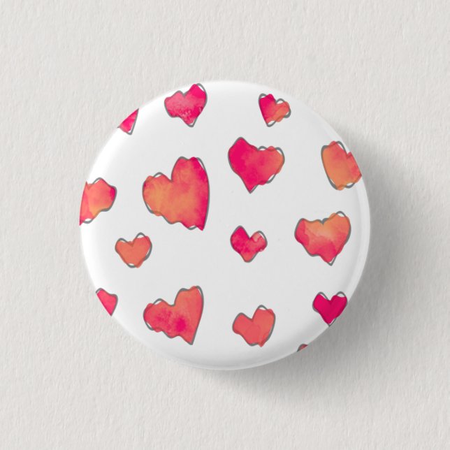 Macaron Rond 2,50 Cm Aquarelle Coeur Art Motif (Devant)