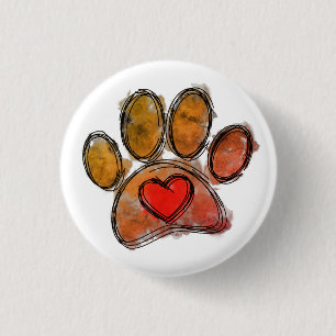 Macaron Rond 2,50 Cm Aquarelle couleur Amoureux des chiens Dessin