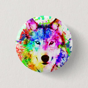 Macaron Rond 2,50 Cm Aquarelle couleur Wolf Art