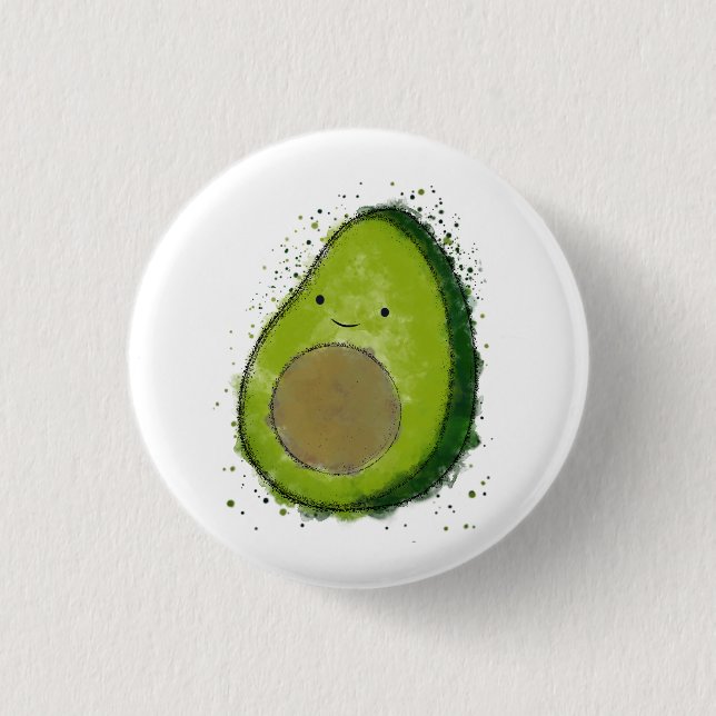 Macaron Rond 2,50 Cm Aquarelle Cute Avocado (Devant)