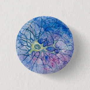 Macaron Rond 2,50 Cm Aquarelle de neurone - bouton et Pin