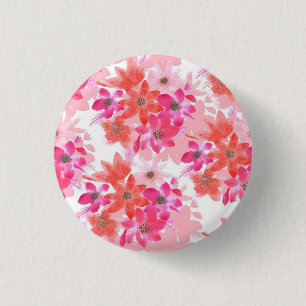 Macaron Rond 2,50 Cm Aquarelle moderne Fleurs roses