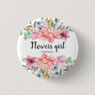 Macaron Rond 2,50 Cm Aquarelle moderne Fleurs roses