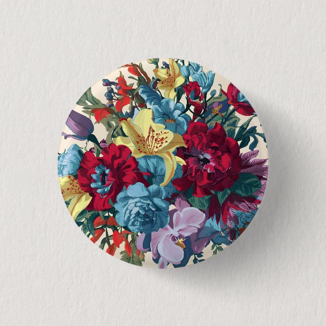 Macaron Rond 2,50 Cm Aquarelle Monogramme Plaisir Floral (Devant)