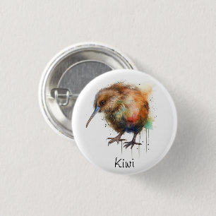 Macaron Rond 2,50 Cm Aquarelle néo-zélandaise Kiwi